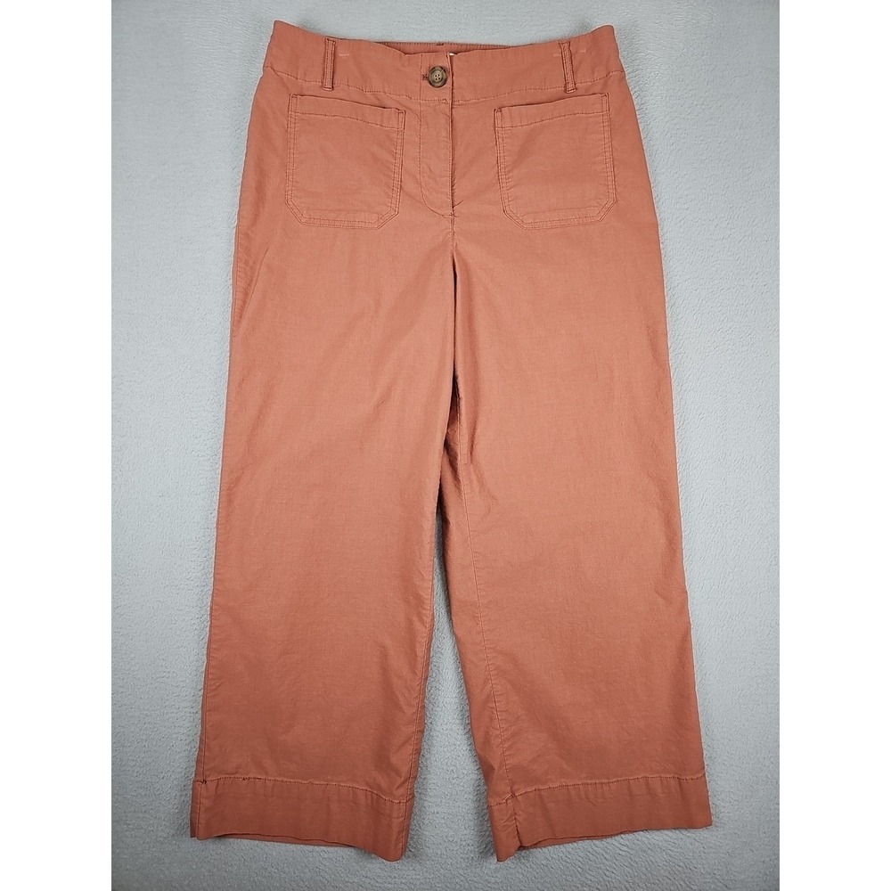 Maison d'Amelie Paris Linen Blend Wide Leg Crop Pants Size 12 32x25 Brownish Red